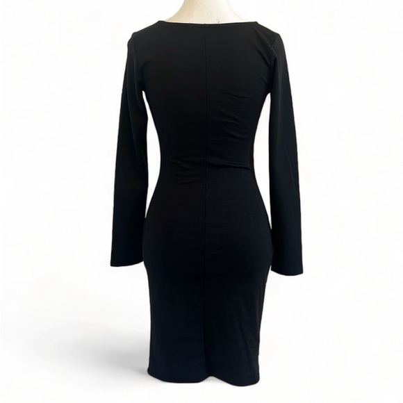 Modlook 29 Midi Form Fitted Black Long Sleeve Dress, Size S - Picture 3 of 4
